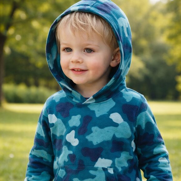 NWT OshKosh B’gosh Toddler Boys Camo Hoodie Sweatshirt Teal 24 Months - Picture 2 of 4